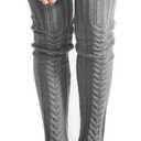 fauson Thigh High Socks - Over Knee High Socks for Women Warm Valentines Day Gifts for Her Thigh High Stockings Leg Warmers (Grey)