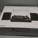 Victrola Montauk Vinyl Record Player, 3-Speed Belt Driven Turntable with Stereo Bluetooth Speaker Pair, RCA Output & 3.5mm Headphone Jack, Removable Dust Cover, Black Wood Finish