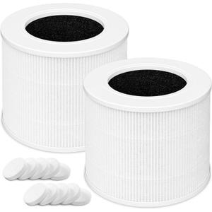 Core Mini Replacement Filter for LEVOIT Core Mini and Core Mini-P Air Purifier, 3-in-1 Filtration System and High-Efficiency Activated Carbon, Core Mini-RF, 2 Pack, White