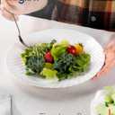 12 inch Large Dinner Plate Set of 4, Lightweight Seashell Shaped Opal Glass Serving Platters White for Charcuterie, Dessert, Fruit Appetizer, Dishwasher and Microwave Safe