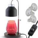 CozyHaus Candle Warmer Lamp - Black Marble Base | Height Adjustable Electric Candle Melter Includes 3 Bulbs & Dimmer | Compatible with Large Yankee Candle Jars, 3 Wick Candles