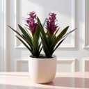 2Pcs Artificial Hawaiian Ginger Flower, 18" Fake Bromeliad Plants,Large Real Touch Faux Tropical Flowers, Lifelike Exotic House Plants for Home Office Indoor Decoration (Purple)