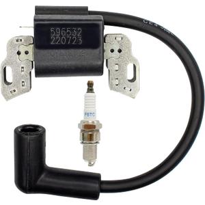 fullas 593872 799582 798534 Ignition Coil for Briggs & Stratton 593381 84005272 Armature Magneto, fits BS 08P502 09P602 09P702 Lawn Mower Engine with Spark Plug
