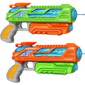 RONSTONE Water Gun for Kids, 2 Packs Squirt Guns Super Water Soaker Blaster Pool Water Guns for Kids Ages 3-5, 4-8, 8-12 Boys and Girls, Summer Toys for Outdoor Swimming Pool Beach (Orange-green)