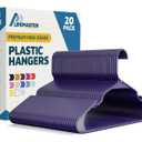 Lifemaster Plastic Clothes Hangers Heavy Duty Hanger Set, for Organizing Clothes, Dresses, and Coat, Holds Up to 5 lbs, Space-Saving Hangers with Non-Slip Shoulder Grooves, Pack of 20, Purple