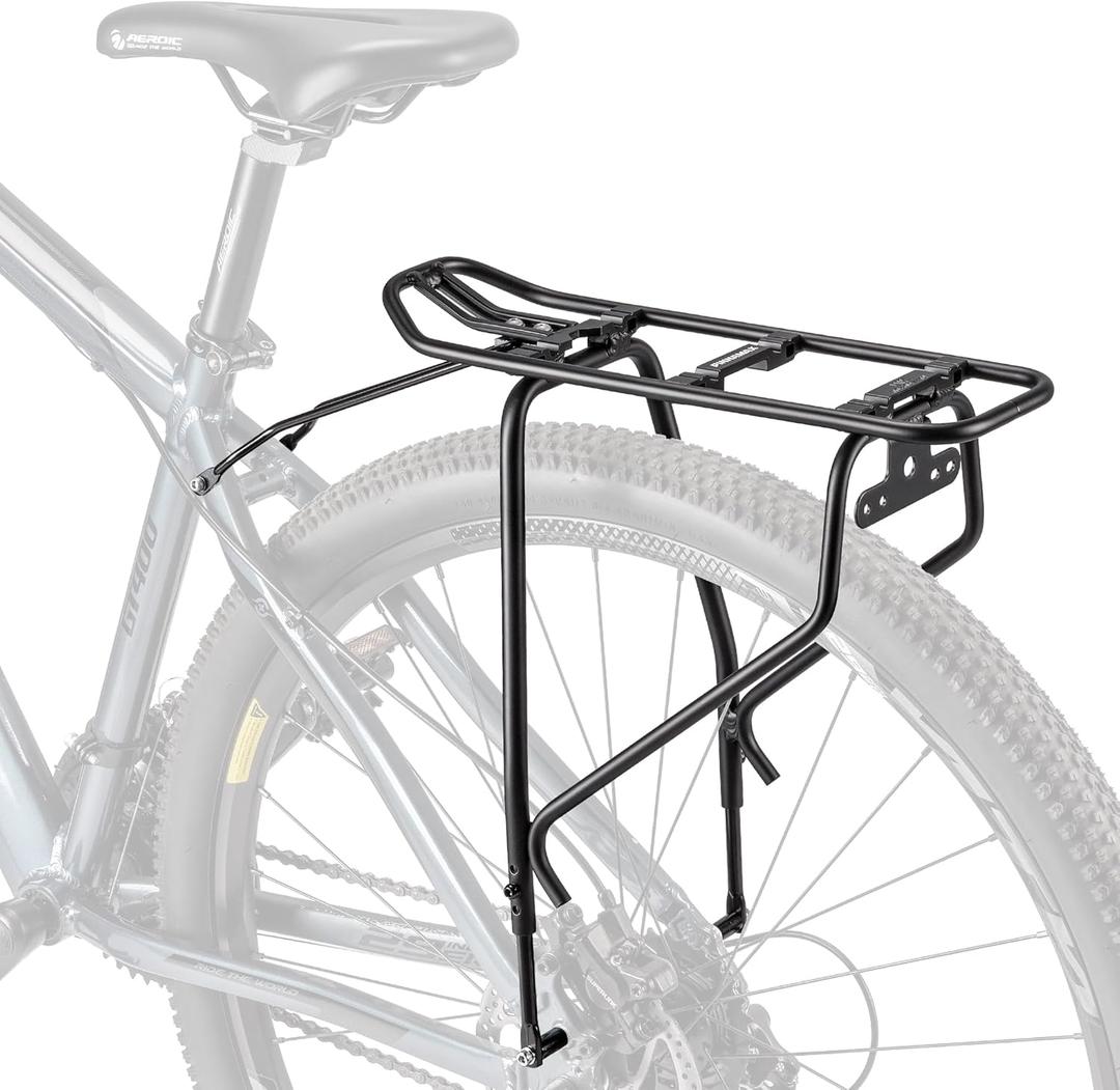 Bike Rear Rack - Bicycle Pannier Rack Compatible with MIK System, Bike Cargo Rack for Disc Brake/Non-Disc Brake Mount - Height Adjustable for 26"-29" Frames