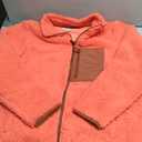 Amazon Essentials Women's Sherpa Long-Sleeve Mock Neck Full-Zip Jacket with Woven Trim, Brown Coral Pink Color Block, XX-Large
