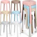 Nosiny 6 Pack Plastic Stackable Stools 18 Inch Portable Nesting Stack Stools Round Colorful Backless Bar Seating for Home Party Office  Morandi Color