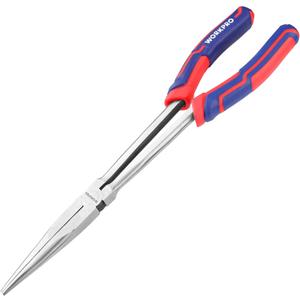 WORKPRO Premium 11 Extra Long Needle Nose Pliers, Paper Clamp Precision, Heavy-Duty CRV Steel, Soft Grip