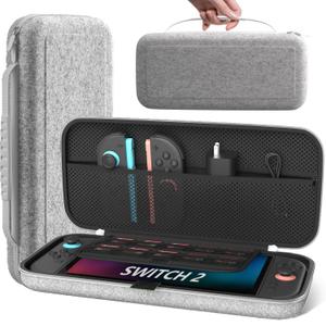 Henstar Carrying Case for Nintendo Switch 2 2025, Protective Hard Shell Portable Travel Case with 10 Game Card Slots, Large Volume Bundle Holder for Nintendo Switch 2 Accessories & Games, White