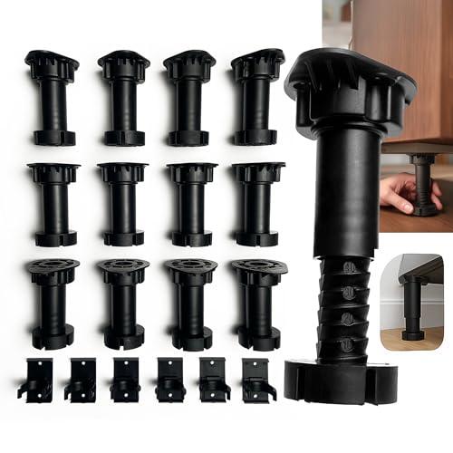 Adjustable Furniture Leveling Feet | Heavy-Duty Cabinet Levelers for Bed Frames, Desks, Shelves & Workbenches | Easy Install | Non-Slip, Commercial-Grade Support | 12-Pack (3.5”-6”)