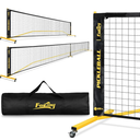 Portable Pickleball Net Set with Wheels, Regulation Size 22 FT & Half Court 11 FT, Steady Metal Frame Pickle Ball Net Set System with Carry Bag for Backyards, Driveways, and Garages