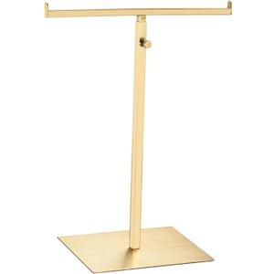 uxcell Purse Display Stand T Shaped Metal Adjustable Handbag Rack Double Hook Holder Necklace Organizer for Home Boutique Store - Gold