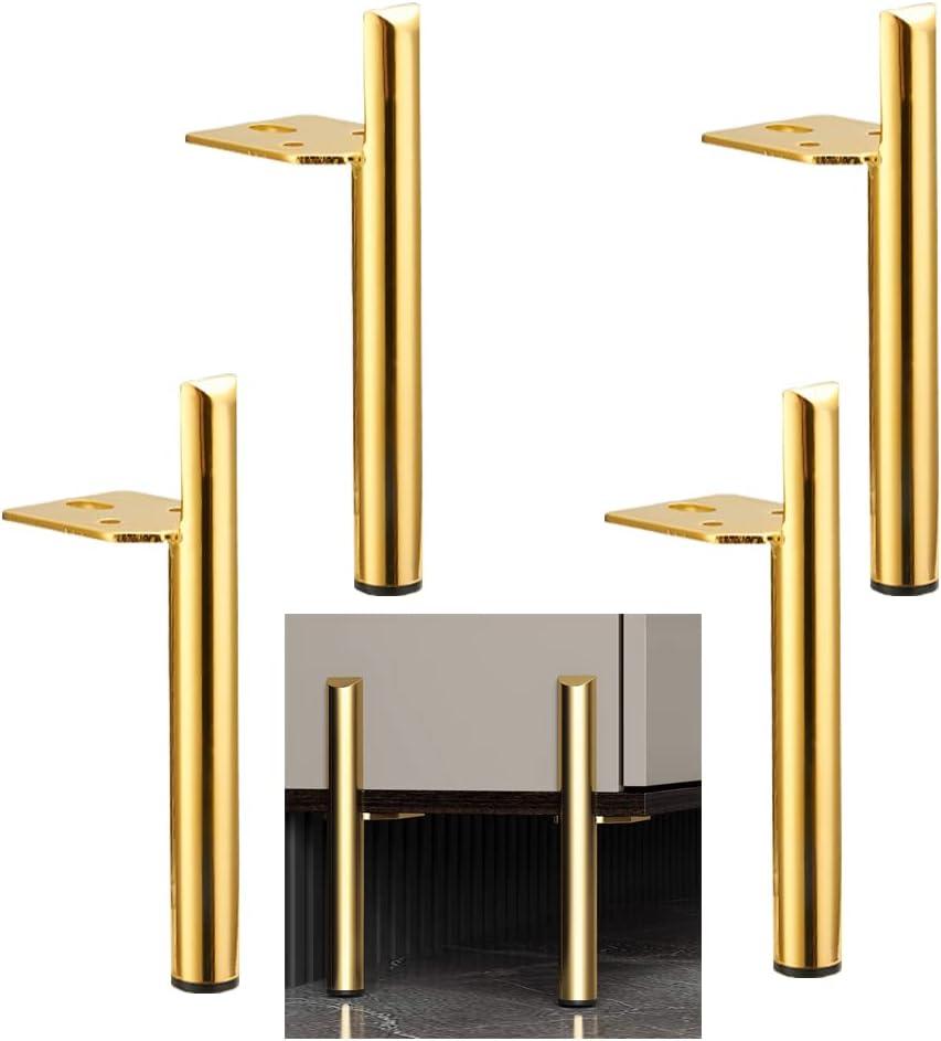 12 Inch Furniture Legs Gold Coffee Table Feet, Mid-Century Metal Furniture Leg for Sofa Cabinet Ottoman, Set of 4 Side Mounted Style Home DIY Replacement Feet