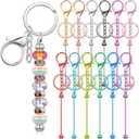 Tondiamo 12 Pcs Beadable Keychains Bars Bulk Blank Beaded Metal Keychain for Craft DIY Gift (Fresh)