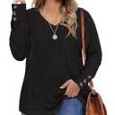 TIYOMI Plus Size Sweatshirt for Womens Round V Neck Tunics Long Sleeve Tops Solid Casual Lightweight Blouses Jumpers. Size XXL