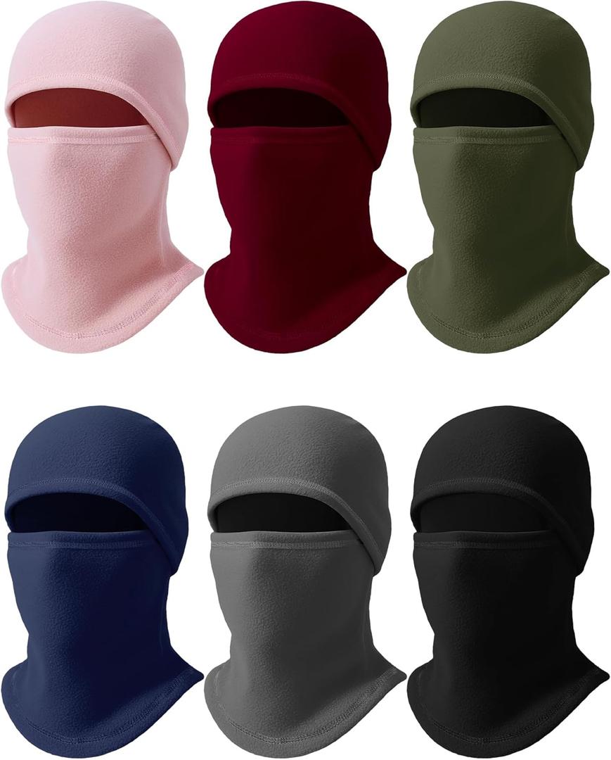 Fourluoo 6 Pcs Fleece Balaclava Ski Mask Winter Full Face Cover for Men Women Windproof Warm Mask for Cold Weather Outdoor