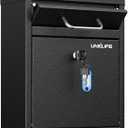 Uniclife Wall Mount Mailbox for Outside, Anti-Theft Heavy Duty Locking Mailbox, Small Mailbox with Key Lock, Security Mail Box, Safe Key Drop Box, Post Box, Steel Cash Drop Box for Home Office, Black