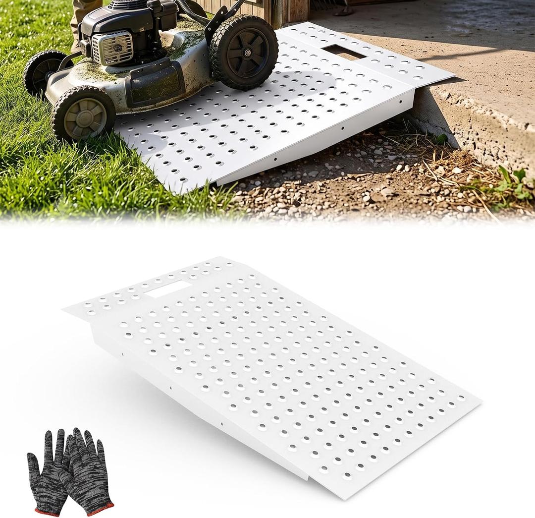 1 Pack Metal 36" L x 24" W Shed Ramp for Riding Mower & Equipment | White