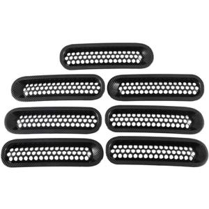 Front Grille Inserts Honeycomb Mesh Covers Carbon Fiber Compatible for Wrangler JK 2007-2015
