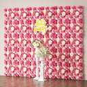 COKAOBE Pink Flower Wall Panels Backdrop, 24PCS 15x15 Inch 3D Silk Rose Floral Wall, Artificial Flower Panels for Wedding, Party, Bridal Shower, Baby Shower, Home and Photo Backdrop Decoration