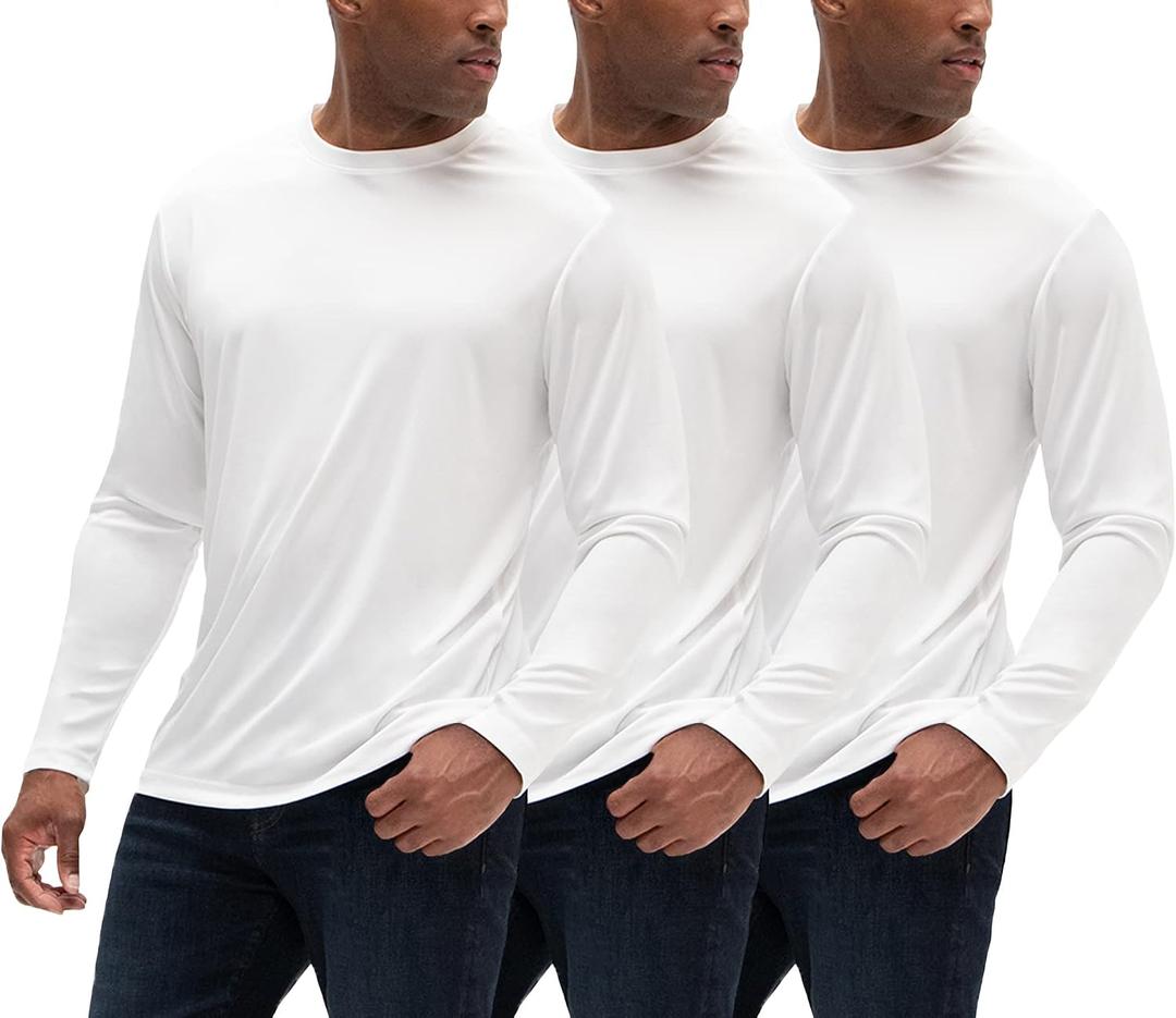 DEVOPS 3 Pack Men's Sun Protection Shirts UV SPF UPF 50+ Long Sleeve Rash Guard Fishing Running Quick Dry Lightweight
(3X-Large, White/ White/ White)