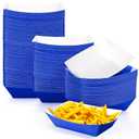 Yinkin 200 Pcs Paper Boat Disposable Halloween Food Trays Nacho Trays Kraft Paper Boats for Tacos Concession Party Supplies(2lb,Blue)