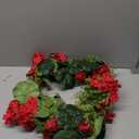 24 Inch Red Geranium Wreath on Hand Tied Twig Base, Artificial Floral, Spring and Summer Front Door Wreath, Red, Green, Brown