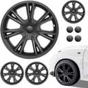 19 Inch Tesla Model Y Wheel Covers 4 Pcs Compatible with Tesla Model Y 2019-2024 Matte Black ABS Hubcaps with Snap Wheel Cover HubCaps Protect Hub 2019-2024