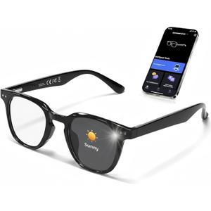 AI Smart 5.4 Bluetooth Glasses with Open Ear Speaker, Voice Assistant Compatible,Real-Time Translation,Auto Color-Changing Lenses for Business&Outdoor Activities.