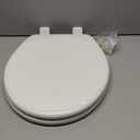 Mayfair Linden Slow Close Toilet Seat, Non Slip Heavy Duty Wood, Easy Install, Round, White