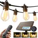 KYY 54FT Solar String Lights Outdoor Waterproof with USB Charging & Remote, Dimmable & Timable, Solar Powered Patio Lights with LED Shatterproof Bulbs for Deck Backyard Porch Garden Camping (48+6FT(16 Sockets), Black)