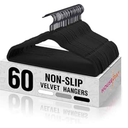 HOUSE DAY Black Velvet Hangers 60 Pack, Non Slip Flocked Felt Hangers, Sturdy Velvet Clothes Hanger, Cute Heart Heavy Duty Coat Hanger, Ultra Slim Pink for Closet Space Saving