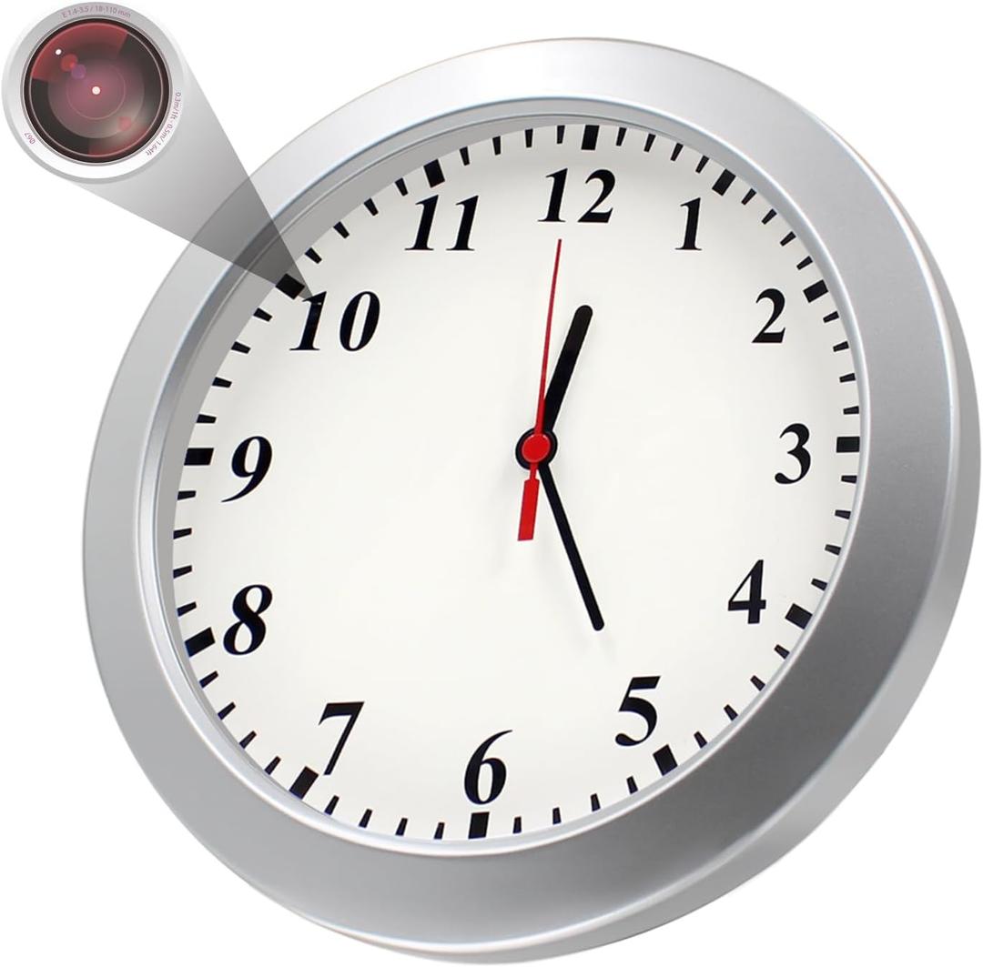 Hidden Camera Detector Wall Clock 1080P No WiFi Security Camera Nanny Cams Video Recorder with Motion Detection, No Audio Home/Office Surveillance
