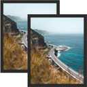 COREAET 16X20 Picture Frames Made of Solid Wood with High Definition Plexiglass, Black Poster Frame for Vertical or Horizontal Wall Display, 2 PACK