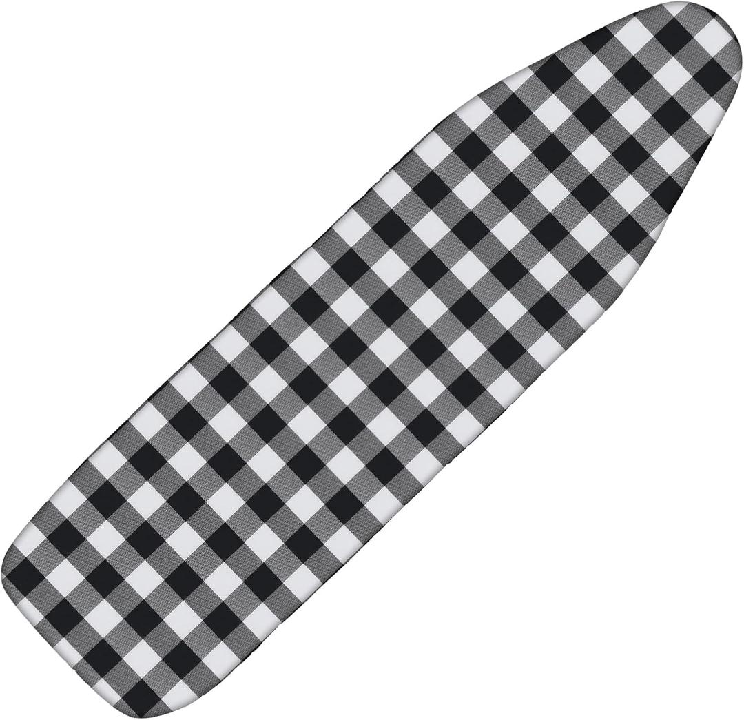 Tegeme Gingham Ironing Board Cover and Pad 15 x 54 Inch Buffalo Plaid Cotton Thick Padded with Elastic Edge and Hook and Loop Laundry Room Decor Fits Standard Size