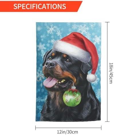 Merry Christmas Tree Rottweiler Dog Cute Snowflakes Garden Flag Welcome Party Outdoor Outside Decorations Picks Home House Garden Yard Decor 12x18 Inch
