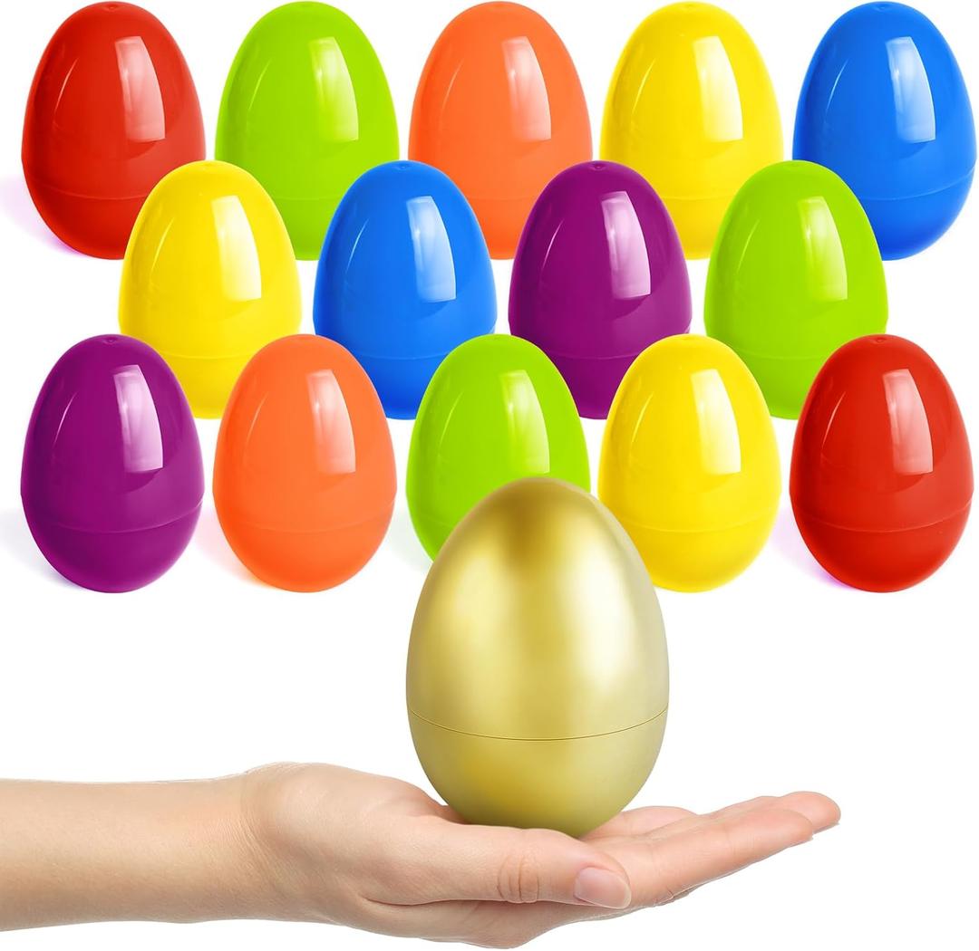 SpringFlower 3.5 Unfilled Easter Eggs, 36 pcs Colorful Egg Plus 1 Golden Egg, Empty Plastic Eggs Fillable with Candy, Treats, Presents for Toy Basket,Easter Decorations, Toy Egg Basket,Boys & Girls
