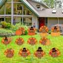 Thyle 12 Pcs Thanksgiving Yard Signs Fall Outdoor Decorations Waterproof Lawn Turkey and Pumpkin Signs with Stakes for Thanksgiving Autumn Outside Yard Garden Decor