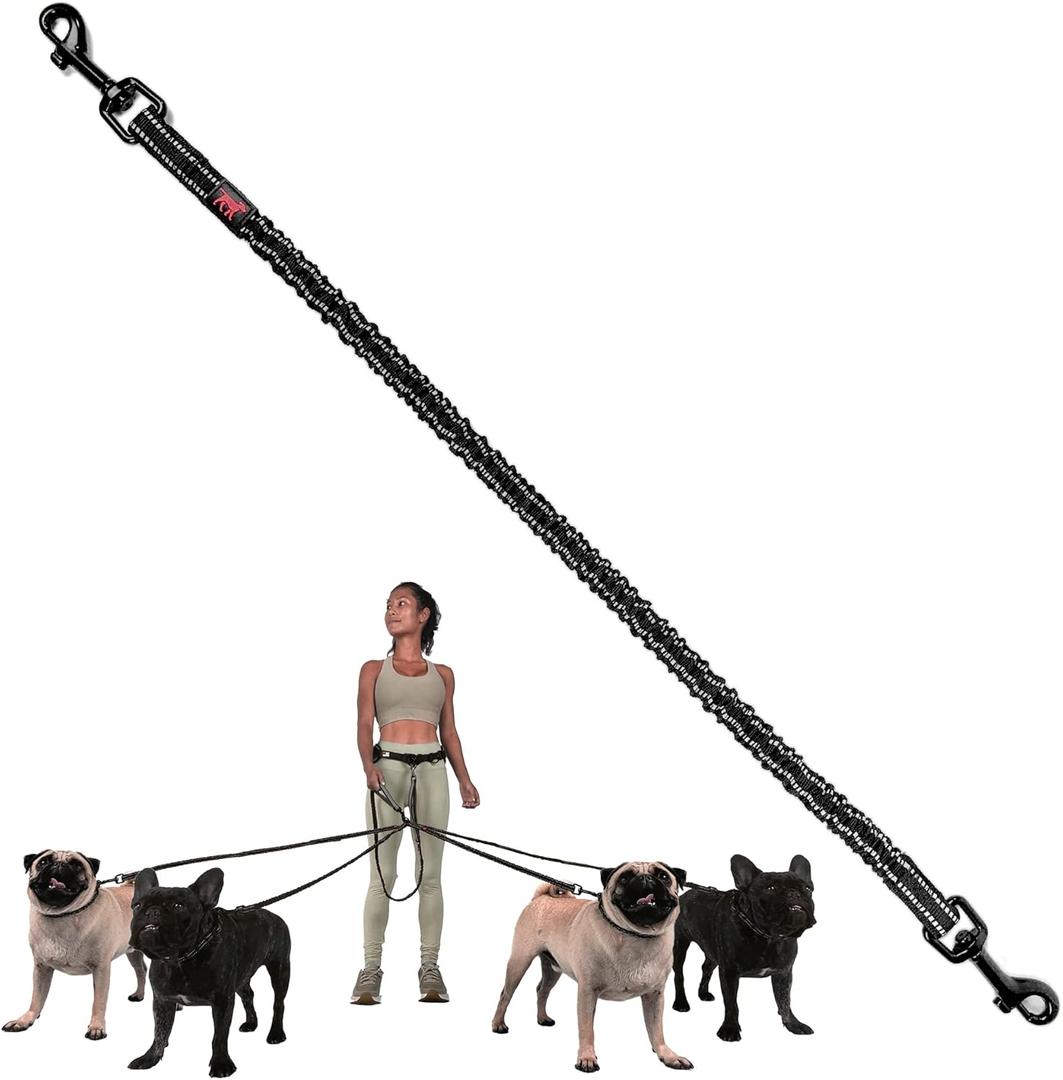 Add-On Accessory Bungee Leash | Add One Medium Dog Up to 45 lbs | Requires Purchase of Two Medium Dog Hands Free Bungee Leashes Sold Separately | Buy One for Three Dogs | Buy Two for Four Dogs