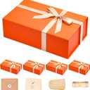 LIFELUM Christmas Gift Boxes 13.85 x 8.35 x 4.45 inch 5 Pack Gift Boxes with Lids Contains Card, Ribbon, Shredded Paper Filler (Orange)