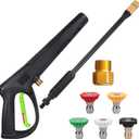 Pressure Washer Gun with Extension Wand & 5 Spray Nozzle Tips, M22-14mm & M22-15mm Fitting Replacement for Ryobi, Karcher, Powerstroke, Greenworks, and More Electric Power Washer