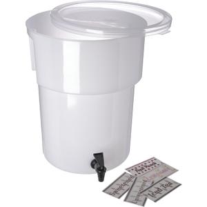 Carlisle FoodService Products Round Beverage Dispenser Drink Dispenser with Spigot for Catering, Plastic, 5 Gallons, White