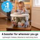Ingenuity Deluxe Comfort Booster Seat for Kitchen Chair, Compact Fold, Portable, Lightweight, Toddler Booster Seat for Dining Table, from 6 Months to 3 Years Grey