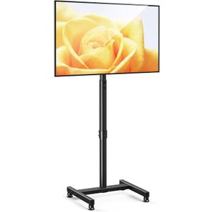 AM alphamount TV Floor Stand for 13-50 inch Flat/Curved TVs up to 44 lbs, 8 Level Height Adjustable Monitor Floor TV Stand with VESA 200x200, Portable TV Mount Stand for Living Room, Bedroom, Office