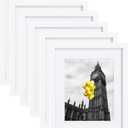 11x14 Picture Frame Set of 6 with Plexiglass, Display Pictures 8x10 with Mat or 11x14 Without Mat for Tabletop Display and Wall Mounting, White