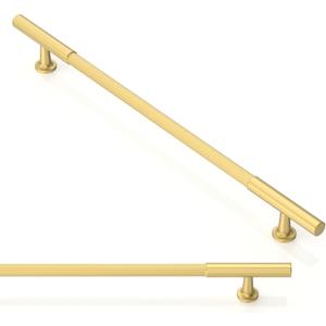 10 Pack Brushed Gold Cabinet Pulls 10 Inch(254mm) Kitchen Cupboard Handles Solid Heavy Duty Zinc Alloy Drawer Pulls (10" Hole Center)