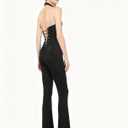 MXVPY Women Sheer Mesh Lace Jumpsuit Sexy Sleeveless See Through Hollow Out Bodycon Jumpsuits One Piece Club Party Romper (Black, S)