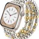 KOREDA Beaded Bracelet Compatible for Apple Watch Band 38mm 40mm 41mm 42mm 44mm 45mm 46mm Series 11 10 9 8 7 SE Women, Fashion Cute Handmade Elastic Beads Stretch Strap for iWatch Series 6/5/4/3/2/1