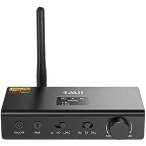 1Mii DS700 HiFi Bluetooth Audio Transmitter Receiver for TV, Long Range Wireless Adapter with Audiophile DAC, LDAC/aptX HD/aptX LL, OLED Display, Optical & Coaxial Input/Output, RCA Output Only : Electronics